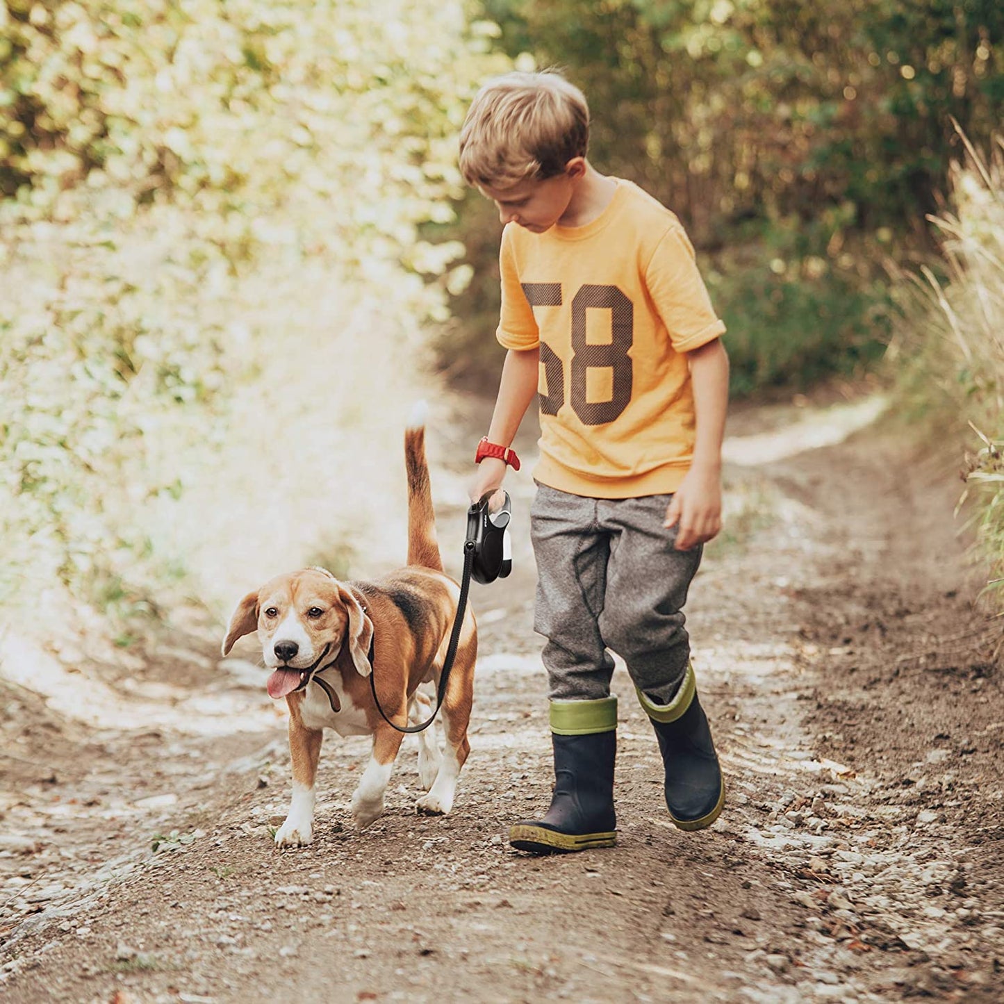 XS Paws Up Retractable Dog Leash with Poop Bag dispenser