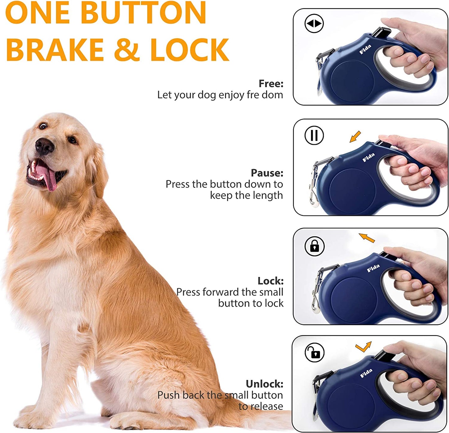  Paws Up Retractable Dog Leash with Poop Bag dispenser